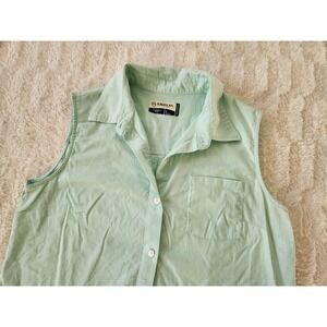 Magellan Outdoors Moisture Wicking Sleeveless Button Down Mint Green Womens L